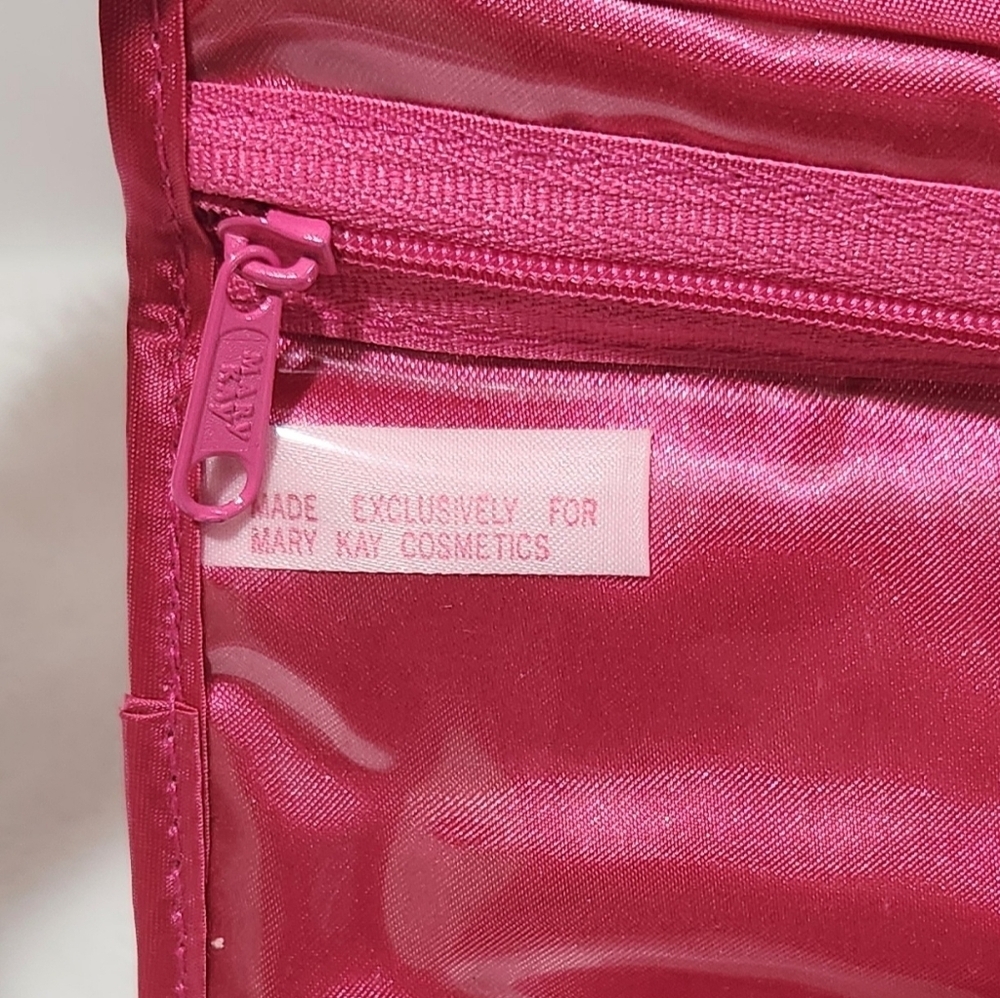 Mary Kay Vintage 90's Pink Satin Floral Cosmetic Jewelry Trifold Bag Pouch - Picture 6 of 9